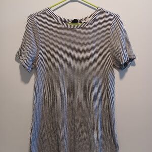 LOFT Black and White Striped Short Sleeve Dress With Bow